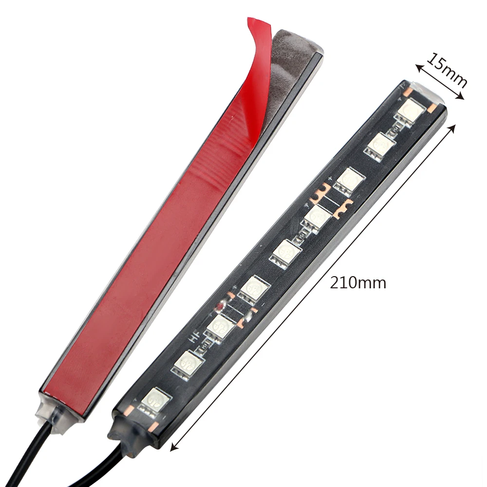 

LEEPEE LED Strip Lights Cigarette LED Decoration Lamp Car-styling DC 12V Dash Floor Foot Car Atmosphere Lamp 2x 9 LED