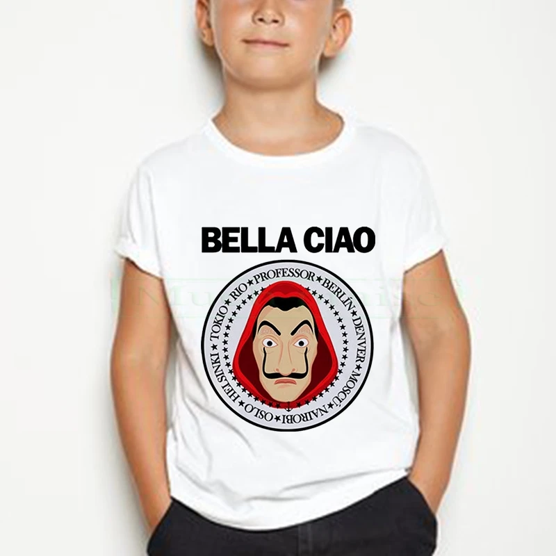 

La Casa De Papel t shirt children Harajuku letters print Short Sleeve funny Money Heist House of Paper Hip Hop Tops Tees