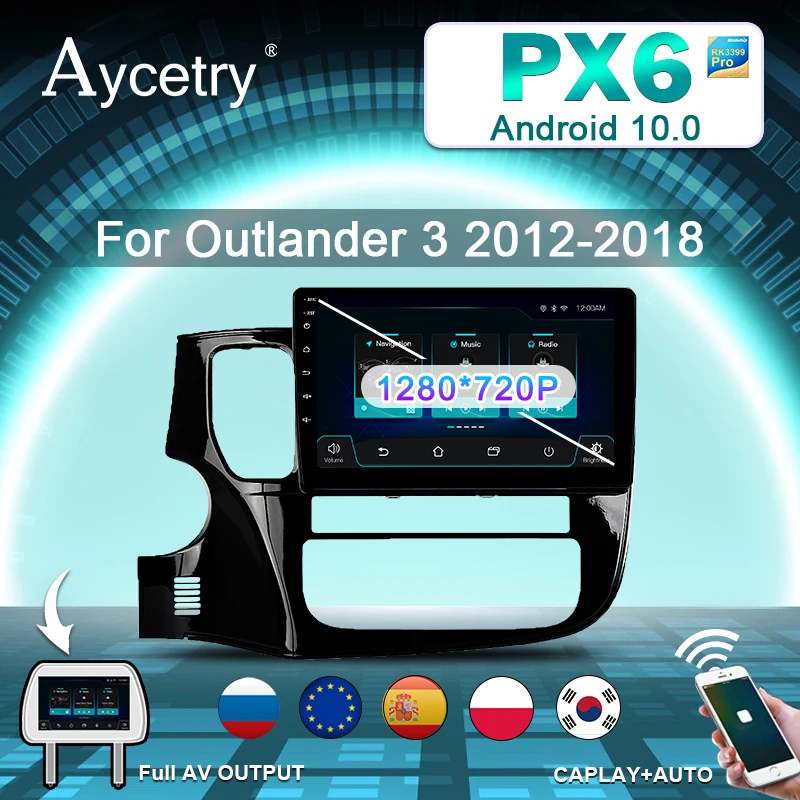 Автомобильный мультимедийный плеер Android 10 PX6 1280*720P gps для Mitsubishi Outlander 3 2012 ~ 2018 радио