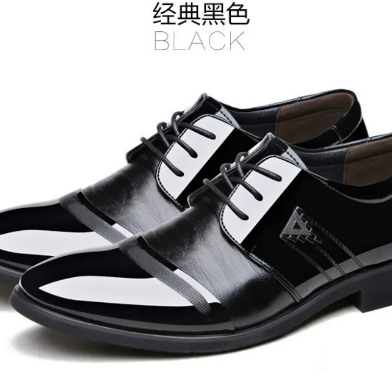 

Spring Business Lace Up Dress Shoes Men's Pointed Toe Fashion Large Size Wedding Shoes Leather Shoes