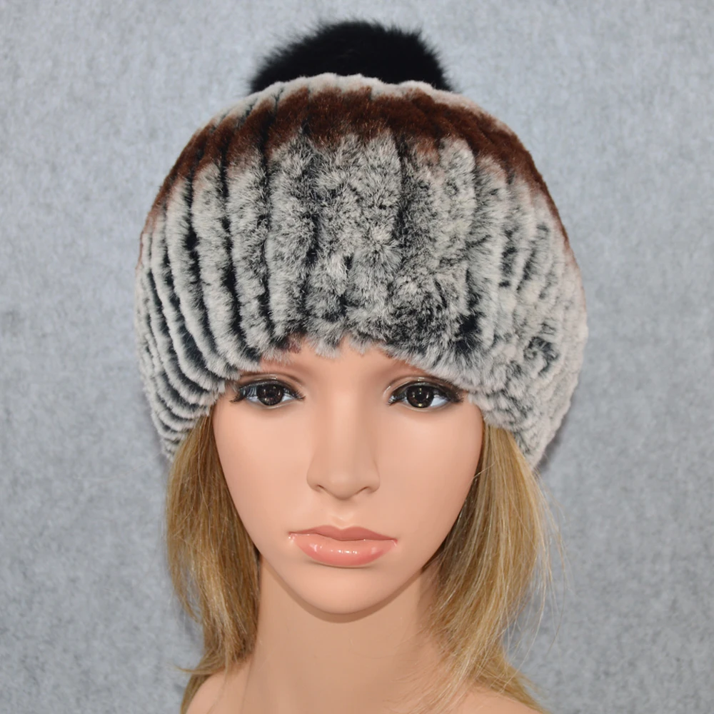 Новое российское изобретение женские натуральный шапка из меха кролика рекс
