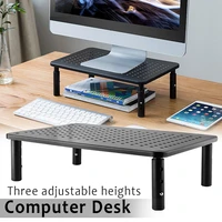monitor stand riser 3 height adjustable stand desktop with mesh platform for laptop computer puo88