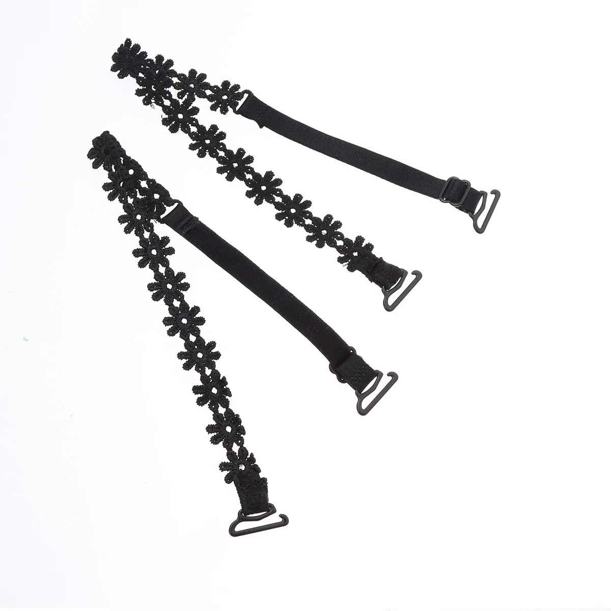 

1 Pair Ladies Daisy Flower Adjustable Underwear Shoulder Straps (Black)
