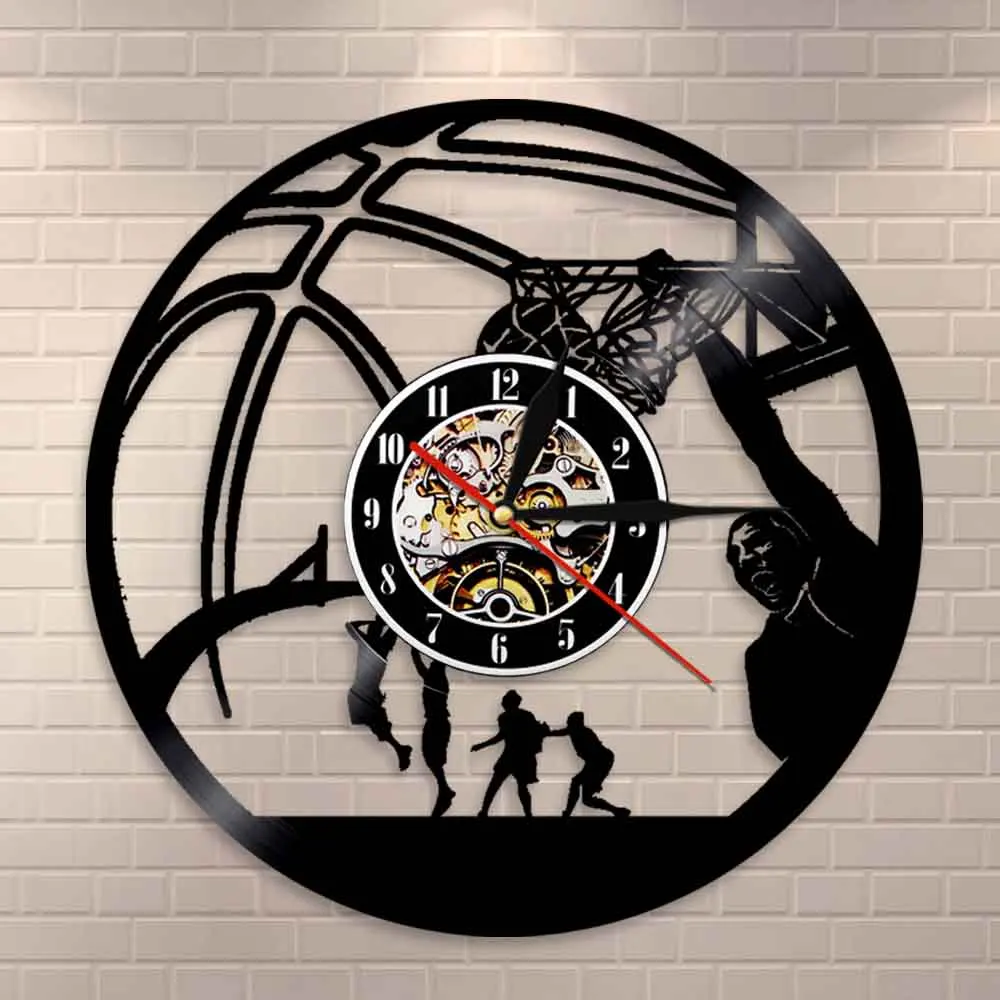 Баскетбольный плеер Slam Dunk настенные часы с виниловой пластиной для одной руки