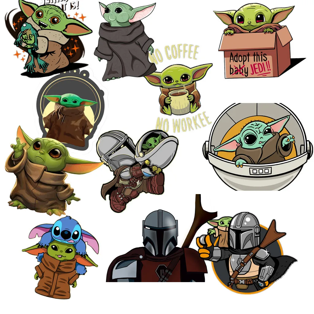 Большая наклейка Baby Yoda Mandalorian Водонепроницаемый скейтборд чемодан мотоцикл