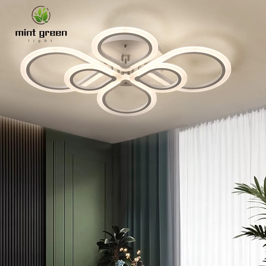 

Modern LED Rings Ceiling Lights For Living Room Bedroom Dining Study Room With Remote Controller Dimmable Geometry Fixtures