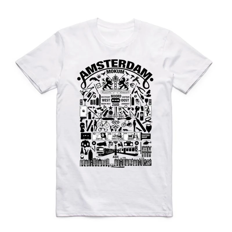 Модная белая футболка с принтом флага Амстердама Нидерланды летняя повседневная
