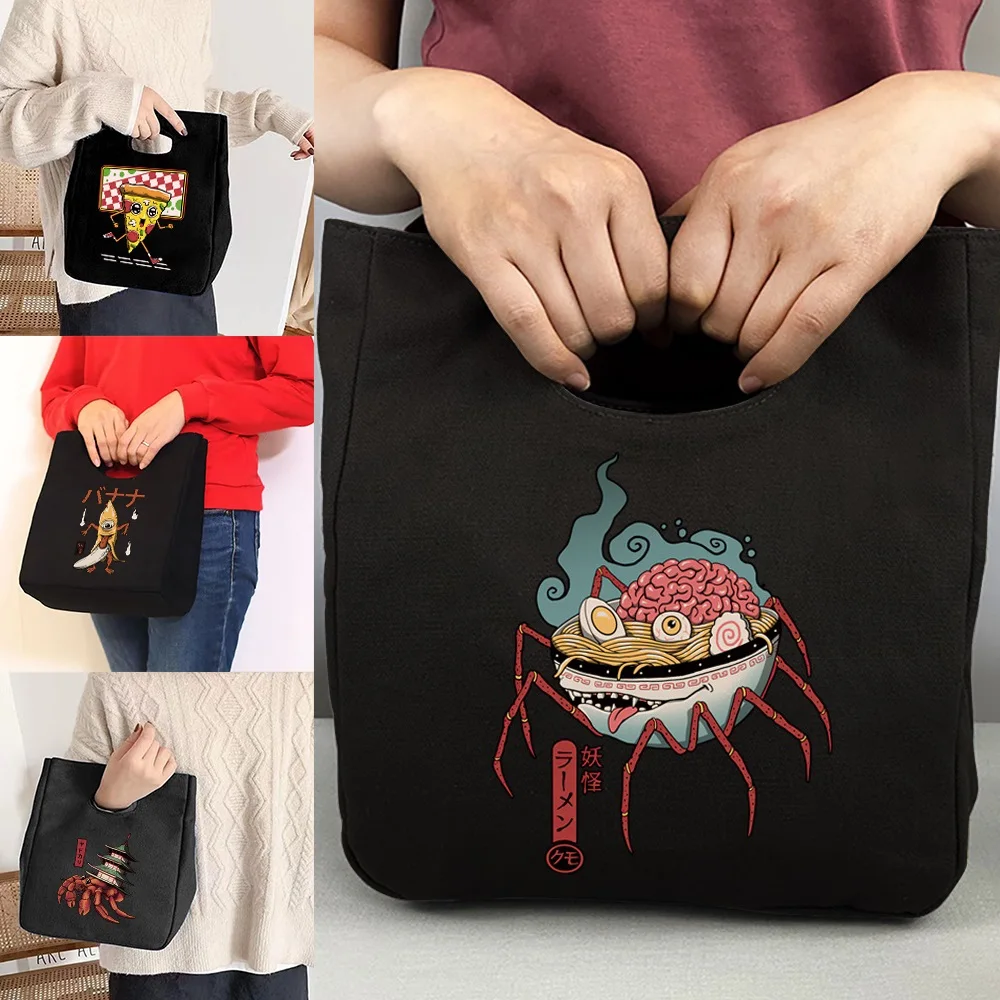 

Women Bag,thermal Lunch Bag, Anime Cute Monster Print Cloth Bag,2022 New Canvas Eco Pouch,shopper Storage Folding Travel Bags