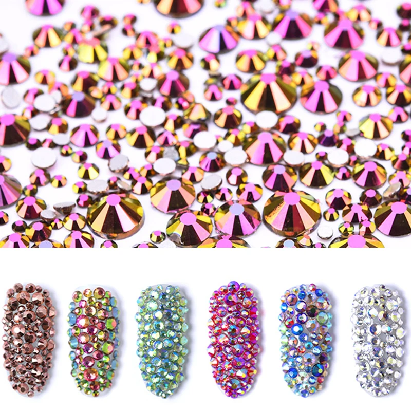 Стеклянные стразы для дизайна ногтей цвета розового золота | Дом и сад