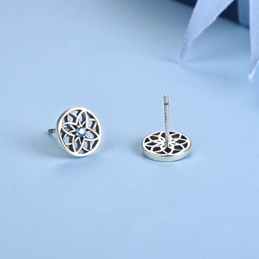Jiayiqi, женские серьги, 925 пробы, серебро, снежинка, инкрустация, Синий Циркон, серьги-гвоздики, Рождество, 925, серебряные ювелирные изделия, подарок