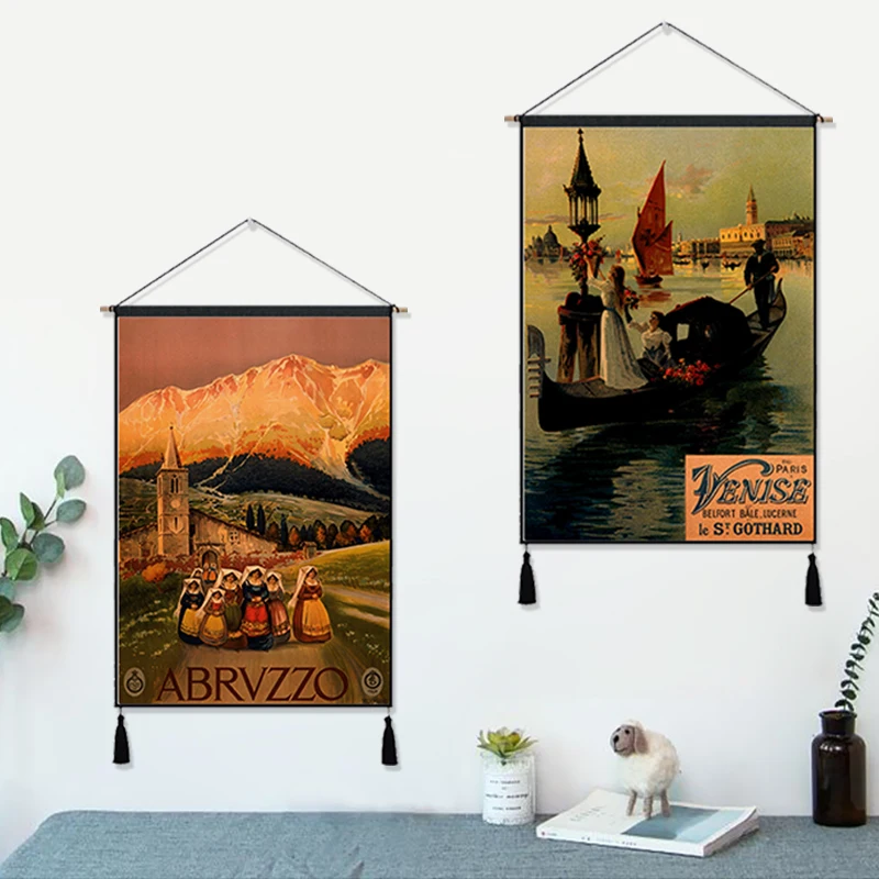 Итальянский Капри винтажный подвесной тканевый хлопковый постер с рисунком