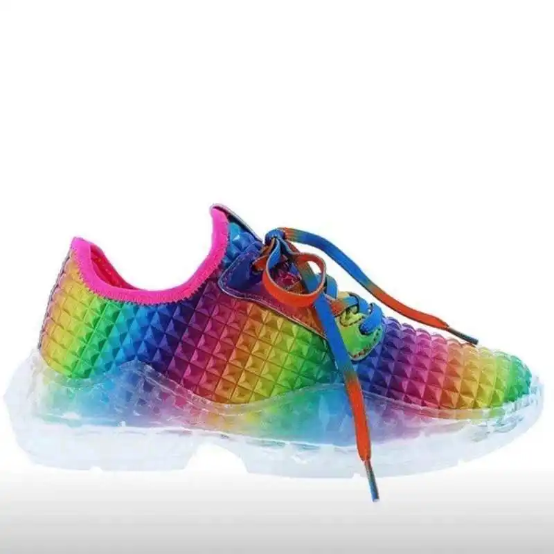

2021 New Women Shoes Rainbow Colors Sneaker Wedges Female Women Vulcanize Shoes Breathable Confort Casual Ladies Light Soft
