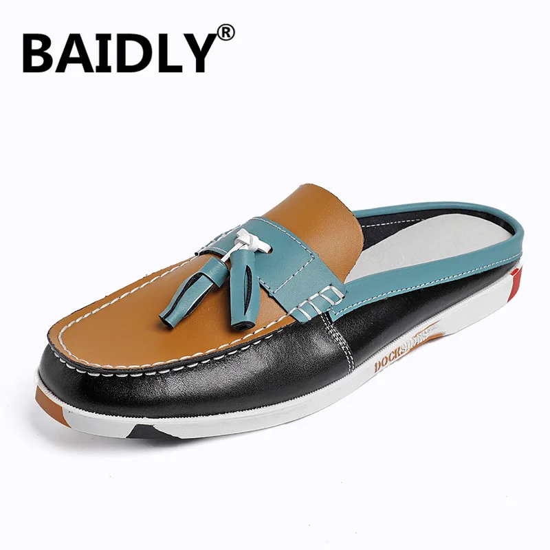 

Genuine Leather Men's Sandals Summer Breathable Men Casual Shoes Non-slip Outdoor Men Beach Shoes Roman Slippers Plus Size 45