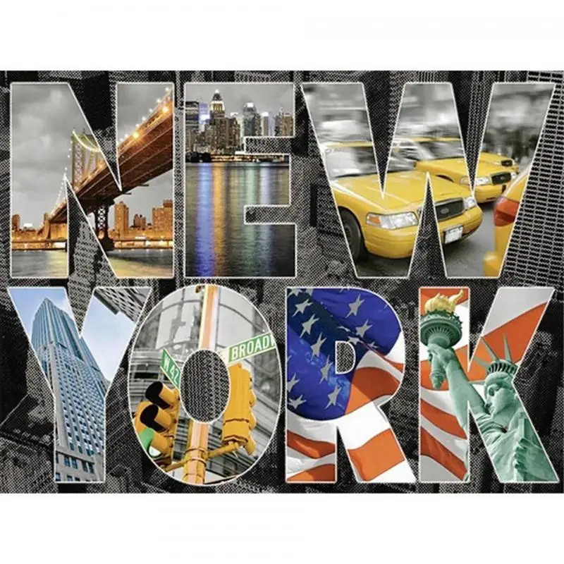 

Xaviera Custom Photo Letters 5D Diy Diamond Painting New York Landscape Full Drill Cross Stitch Mosaic Embroidery Kit Artwork