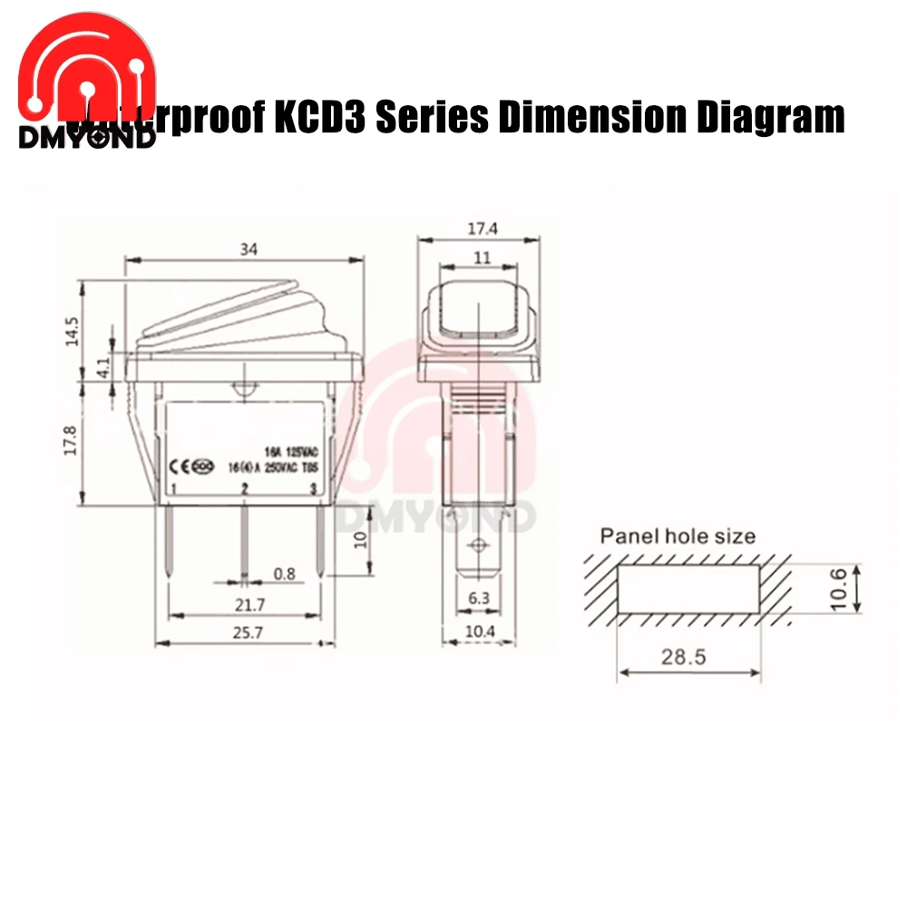 Кулисный Переключатель водонепроницаемый ВКЛ ВЫКЛ 2 положения 3 Pin 3PIN