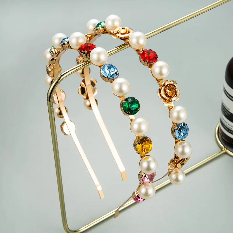 Женский обруч для волос в стиле барокко повязка на голову с цветами и жемчугом| |