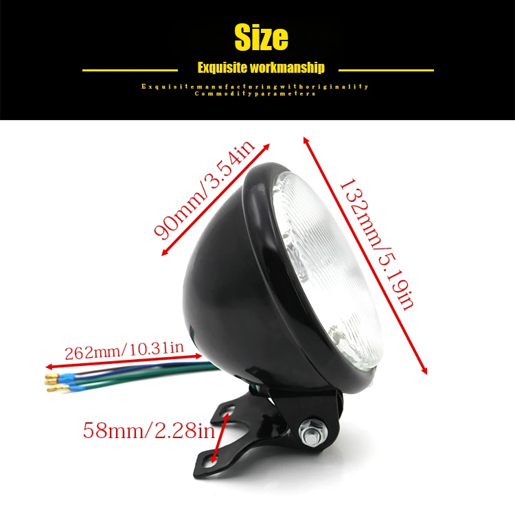 For CG125 Motorcycle Headlight Cafe Racer Head Lamp Motor Vintage Round High/Low Beam Bulb Universal GN125 Harley for Suzuki |