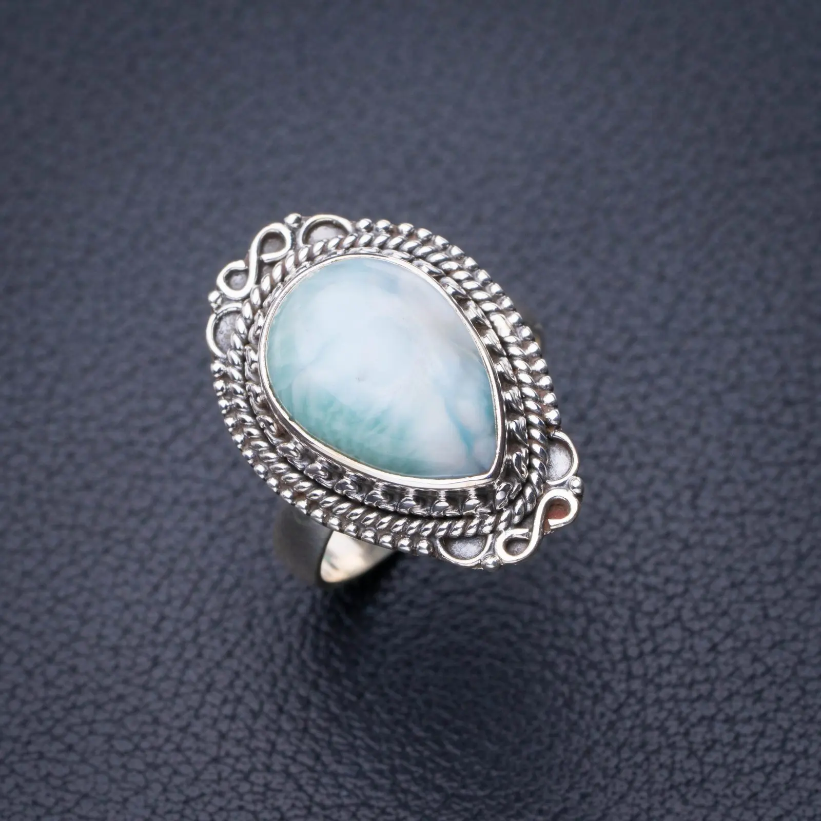 Серебряное кольцо ручной работы StarGems из натурального Карибского 925 пробы Larimar 7