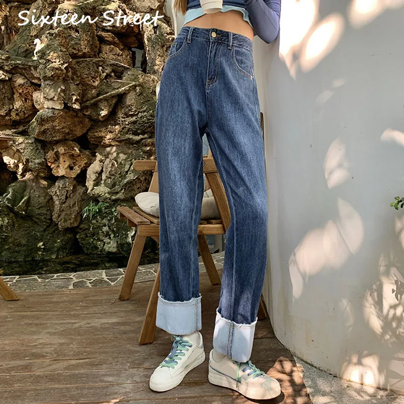 

New Korean Fashion Jeans Pants High Waist Long Trousers Autumn casual Denim Wide Leg Pants Vintage Street Clothes Bottoms 2020