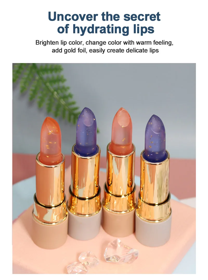 

1PC Transparent Jelly Color Changing Lipstick Velvet Moisturizing Lip Balm Natural Nourishing Smoothing Lip Lines Lip Care TSLM1