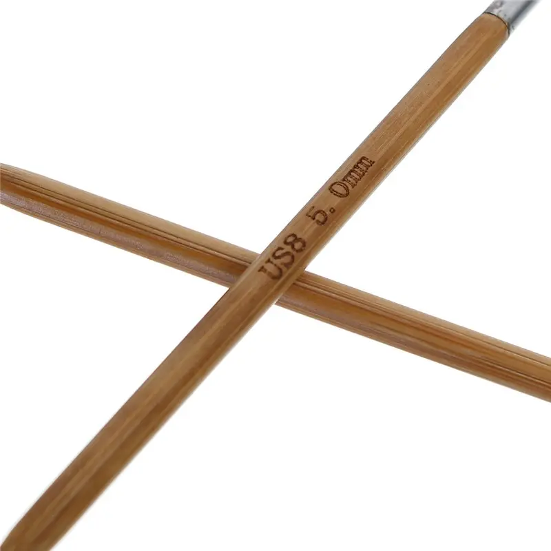 

(US8 5.0mm)Bamboo & Stainless Steel Circular Knitting Needles DIY Weaving Pins Double Pointed Needle Craft Tools 80.5cm 1PC