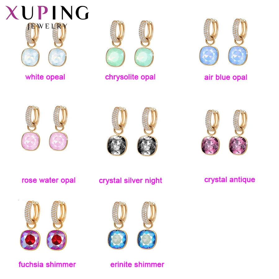Xuping ювелирные изделия роскошные изысканные позолоченные серьги с кристаллами