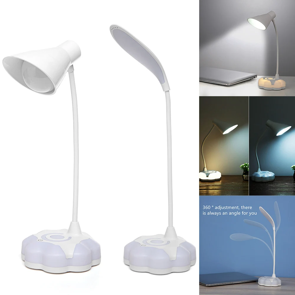 

LED desk lamp USB rechargeable dimming reading lamp for study, bedroom, office, touch sensor control base with mood light