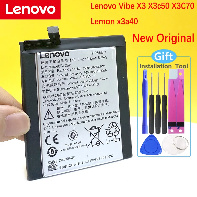 

New Original Battery For Lenovo Vibe X3 Lemeng X3 X3C50 X3C70 X3a40 BL258 3600mAh High Quality battery+Tracking number