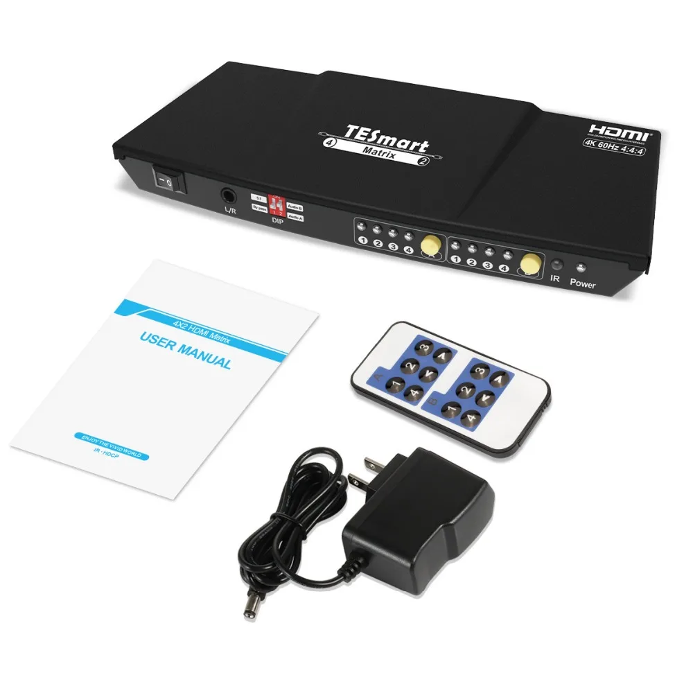 4K HDMI матрица 4x2 HDMI разделитель, сплиттер 4 порта вход и 2 порты вывода с аналоговым стерео(SPDIF) поддержка 4Kx2K@ 30 Гц HDCP