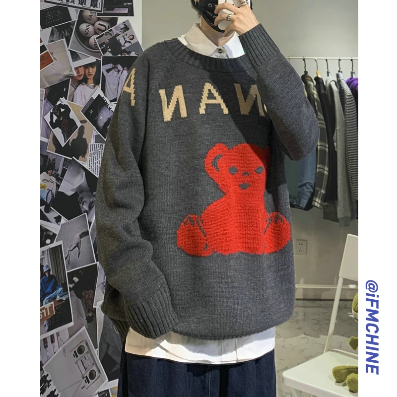 Новинка 2019 большой размер зимний простой популярный мужской свободный свитер в