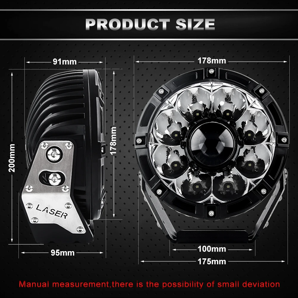 

16650lm 1lux@1972m Offroad 4x4 Truck Car Sport Laser Led Driving Light 145w 7inch 8.5inch 9inch Round LED Work