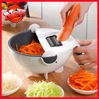 Многофункциональная ручная овощерезка вращающаяся овощерезка со сливной корзиной многофункциональная кухонная овощерезка Терка Кухонный инвентарь для тонкой нарезки кухонных инструментов