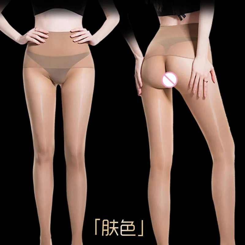 Сексуальные блестящие чулки Wetlook Pantihose формирующие форму прозрачные нейлоновые