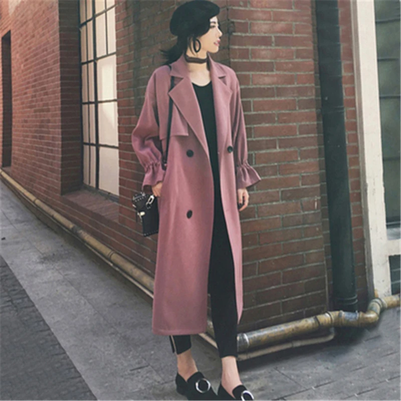 Новая мода 2019 осень/осень Повседневный двубортный простой классический длинный