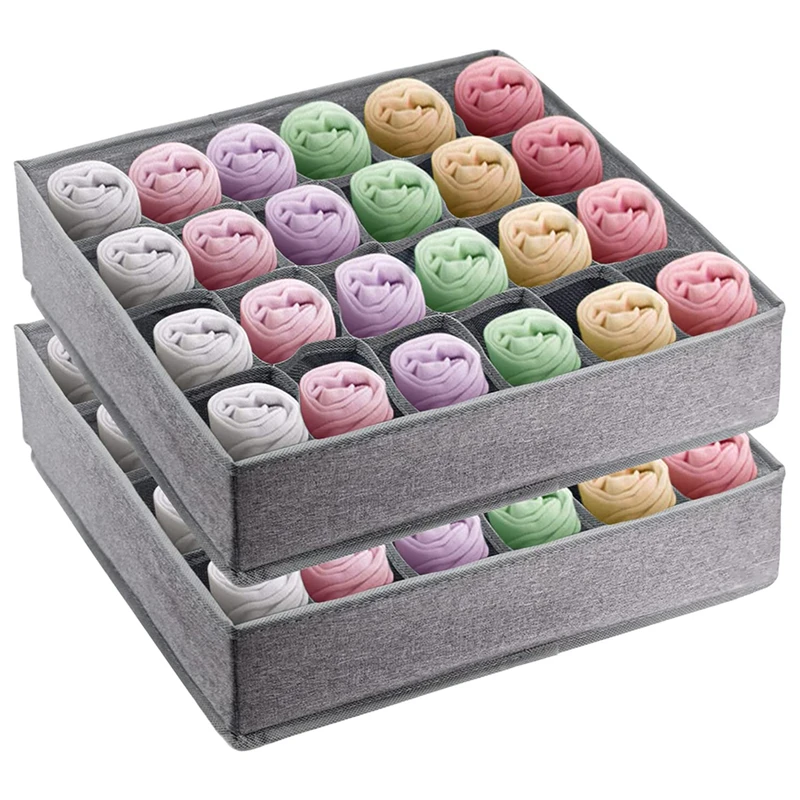 

24 Cell Collapsible Socks Underwear Drawer Organizer Divider Cabinet Storage Boxes for Clothes Socks Lingerie Ties