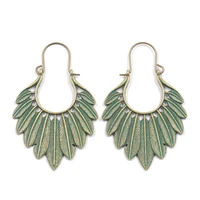 vintage boho leaf indian jhumka earrings for women ethnic alloy dangle earrings accessories wholesale earring