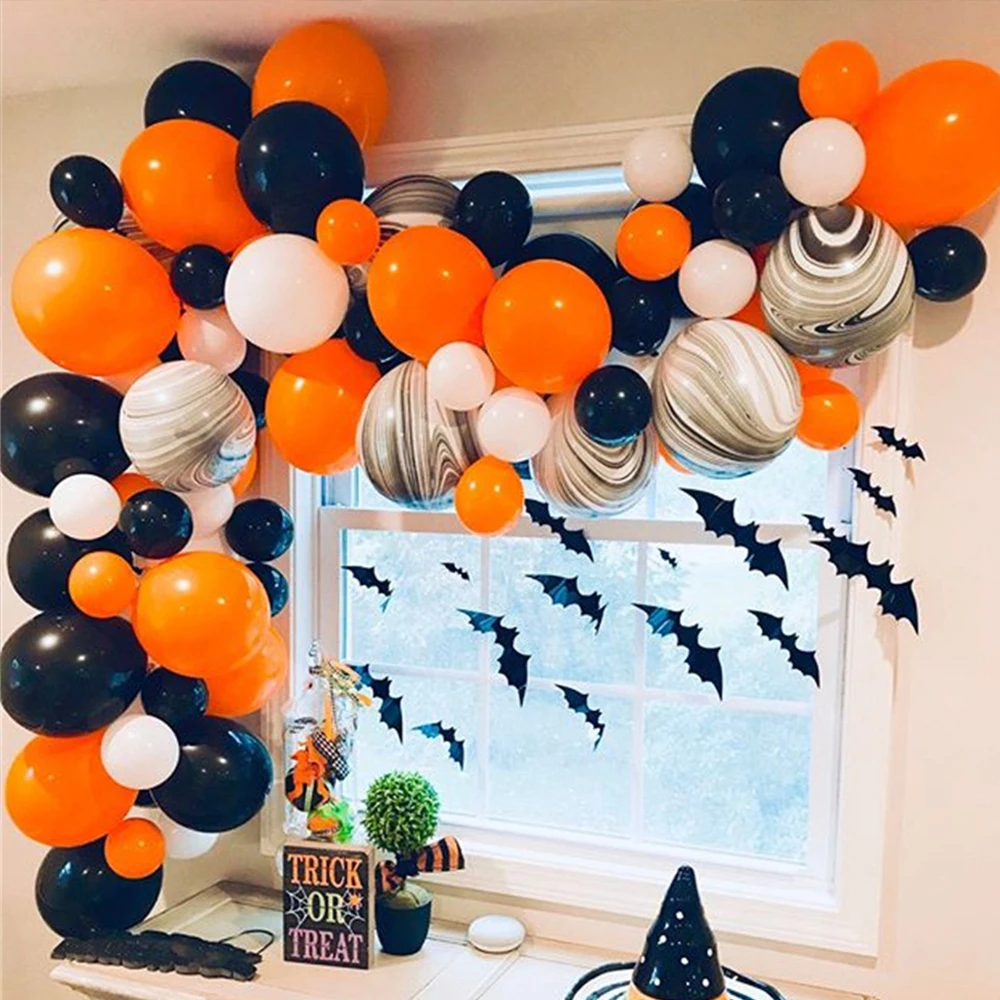 

21pcs Halloween Decorative Balloon Set Pumpkin Head Garland Party Decorations Orange Black Latex Globos Balloon Home Decors