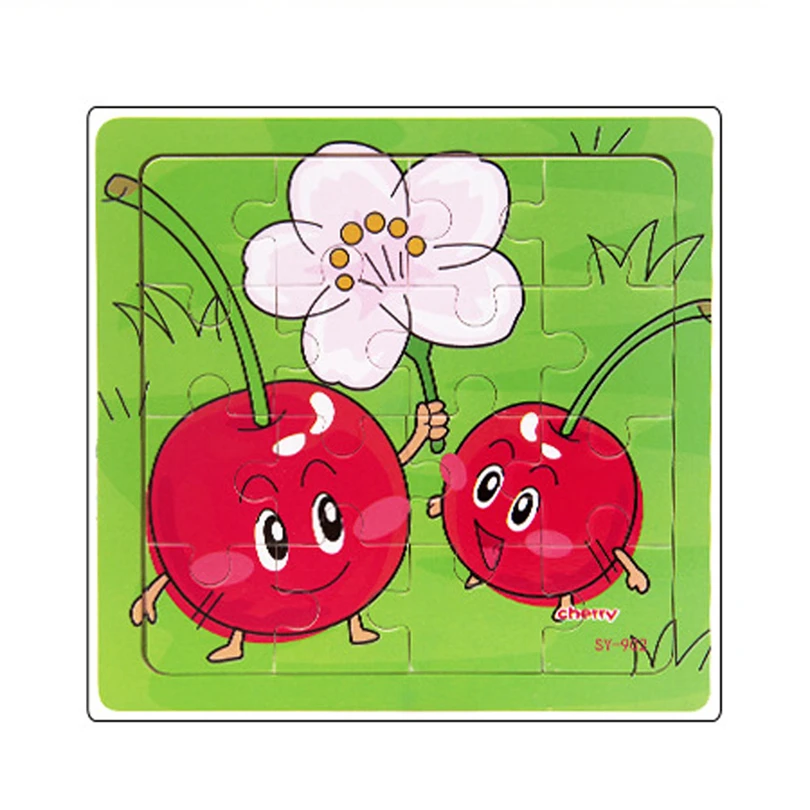 Деревянные 3D Головоломки 16 частей головоломки мультфильм фрукты Развивающие
