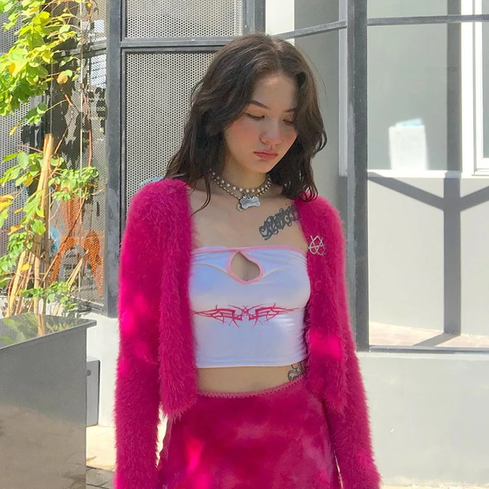 Хлопок Harajuku Bodycon майка Для женщин 2020 сезон: весна–лето новая одежда модного