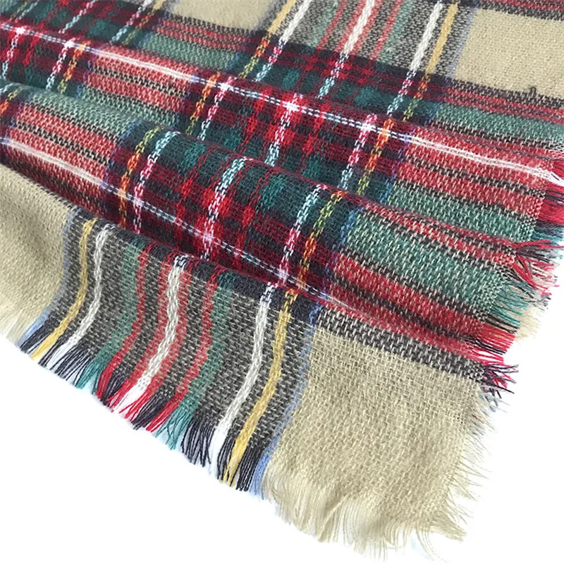 CH-529 Winter Scarf For Women Cashmere Warm Plaid Pashmina Scarfing Luxury Brand Double-Sided Colorful Checkered Shawl |
