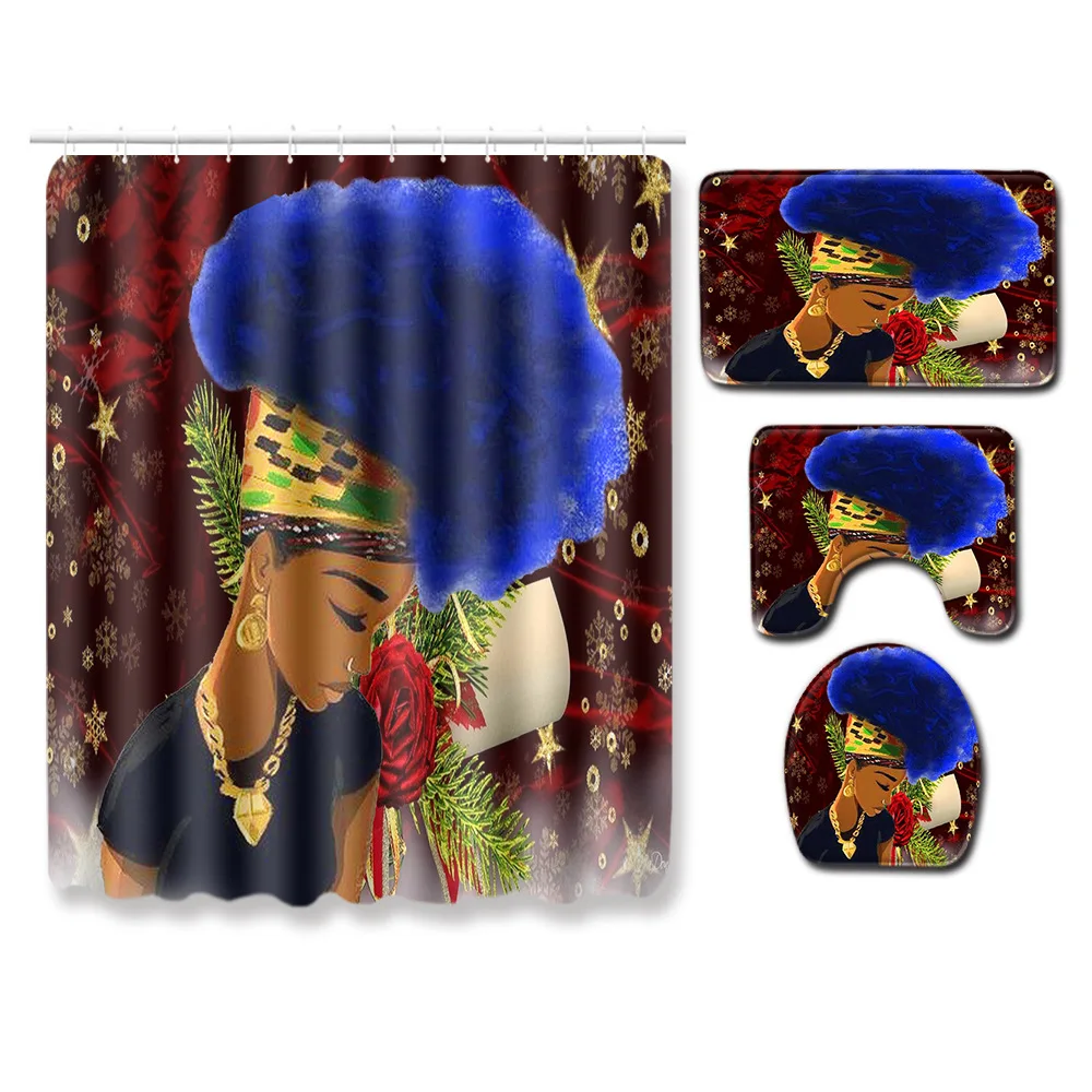 Zeegle Toilet Shower Curtain Set Creative Cartoon Anti-slip Bathroom Foot Rug Decoration Floor Mat Water Absorption | Дом и сад