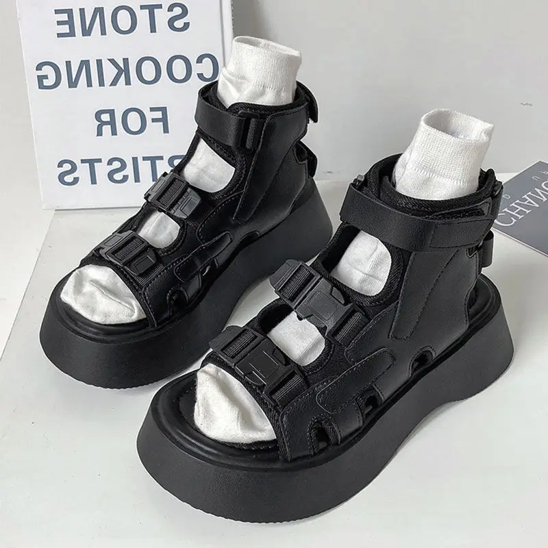 

Новинка лета 2021 женские сандалии увеличенная римская обувь на толстой подошве японская универсальная Модная и удобная женская обувь