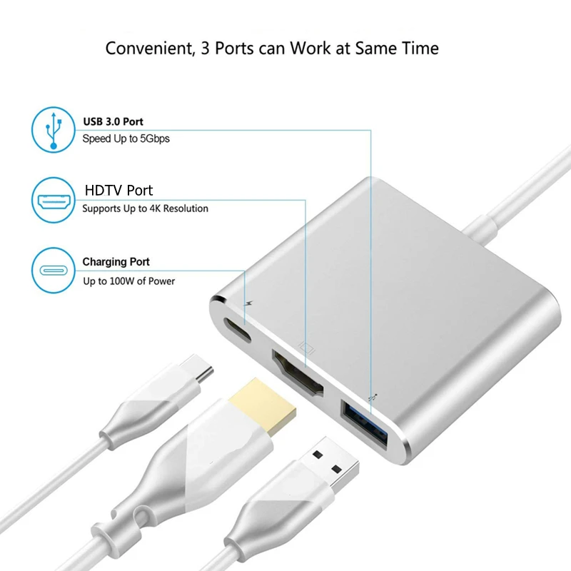 Плата-адаптер TRUMSOON с Type C на 4K HDMI-совместимый USB 3 0 для Macbook Surface HP ENVY 15 Samsung S21 Dex Xiaomi 10
