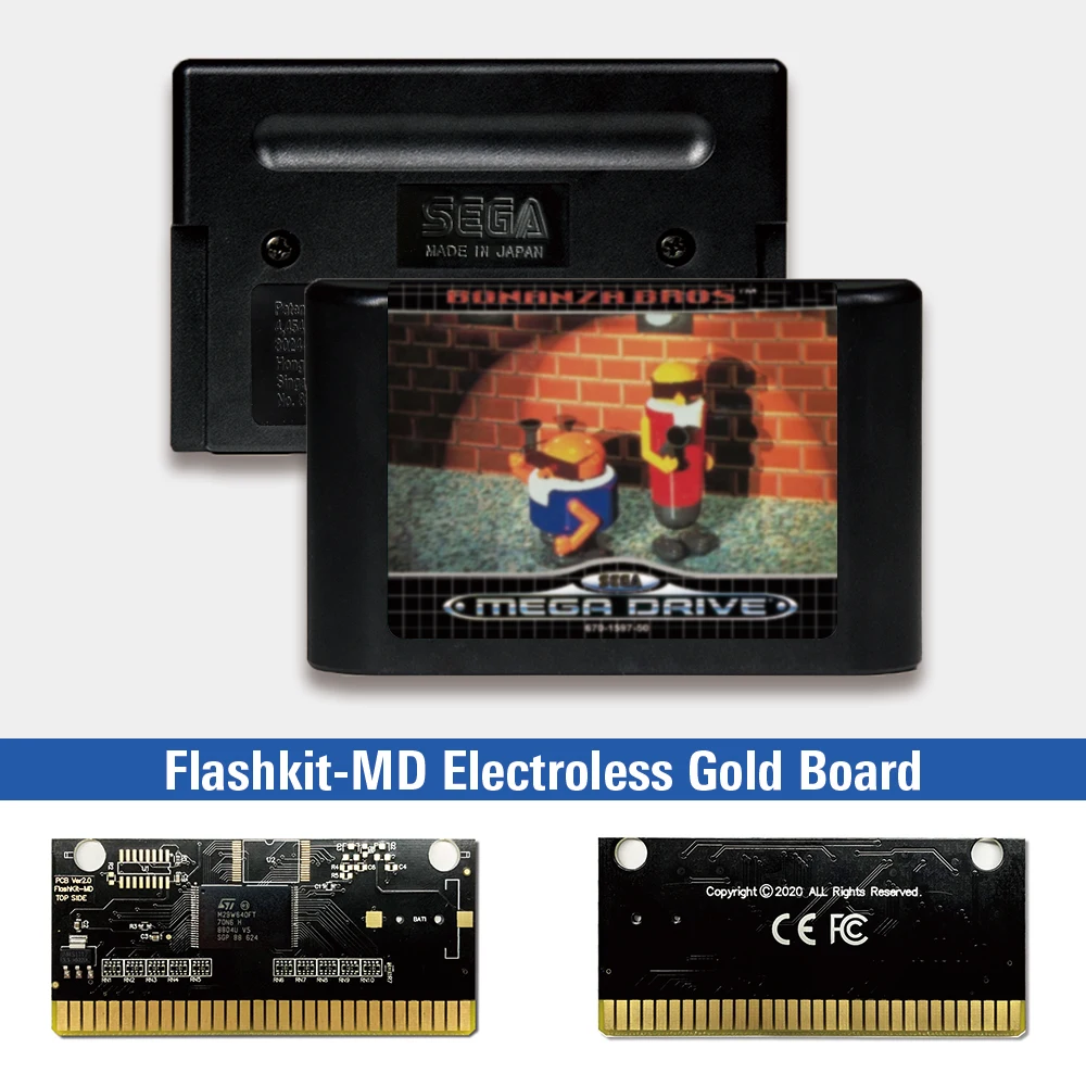 Bonanza братья EUR ярлык Flashkit MD никелевое золото схема на основе печатной платы для Sega