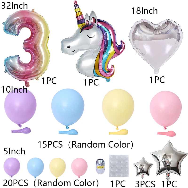 Радужные воздушные шары в виде единорога для девочек украшение дня рождения 1 2 3 5