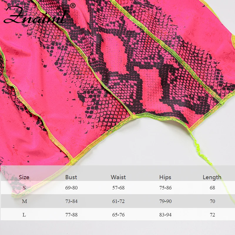 

Znaiml 2021 Summer Snake Print Women Strap Sleeveless Mini Dress Patchwork Bodycon Sexy Streetwear Party Club Clothes Y2K Dress