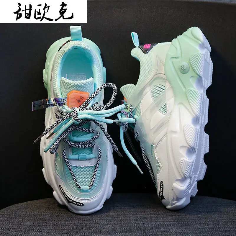 

Woman Chunky Sneakers Mesh Casual Shoes for Women Vulcanized Shoes Platform Breathable Basket Female Fashion Sneakers 2020 New