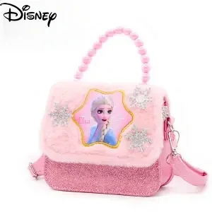 

Disney Children's Plush Handbag Ins Little Girl Frozen Princess Aisha Wallet Multi-function Can Put Lipstick Mobile Phone Items