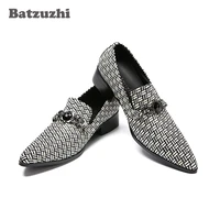 batzuzhi japanese style personality mens shoes nightclub mens leather dress shoes business grey blue chaussures hommes 38 46