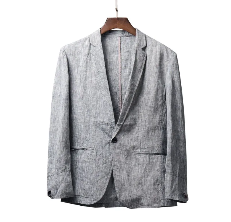 

New High Quality Linen Cotton Men Casual Suit Spring Autumn Thin Coat Clothes Single Breasted Blazer Plus Size M L XL 2XL 3XL